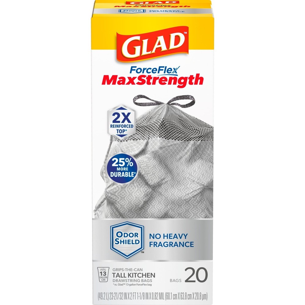 ForceFlex MaxStrength Tall Kitchen Drawstring Trash Bags 13 Gallon Odorshield