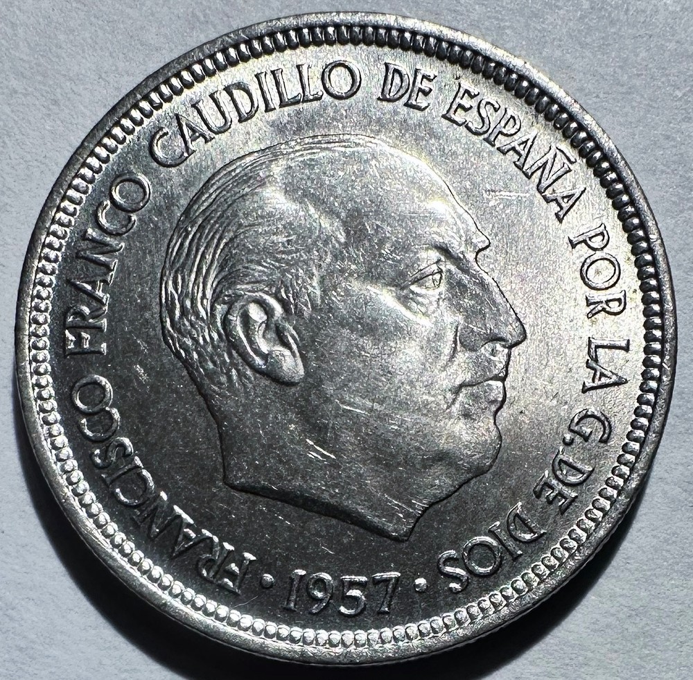 1957 (1958) Spain 5 Centavos, UNC/BU High Catalog Value!
