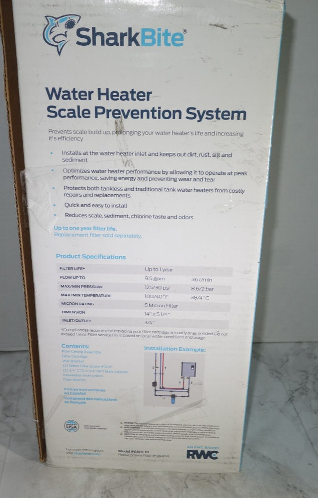 SharkBite Whole House Water Filteration System Prevent Scale Sediment 3/4" Conne