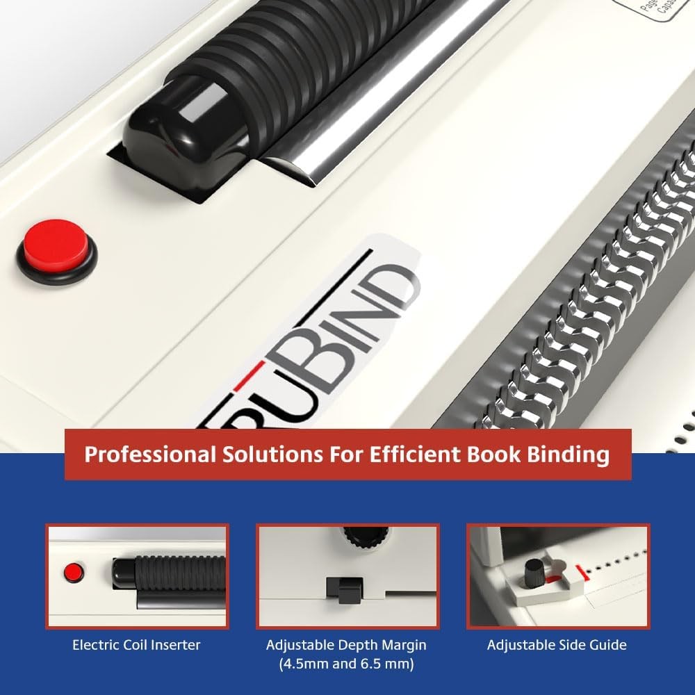 TruBind Coil Binding Machine w Electric Coil Inserter and Adjustable Side Margin
