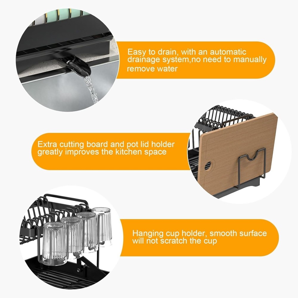 Large Dish Drying Rack,Dish Rack 2 Tier