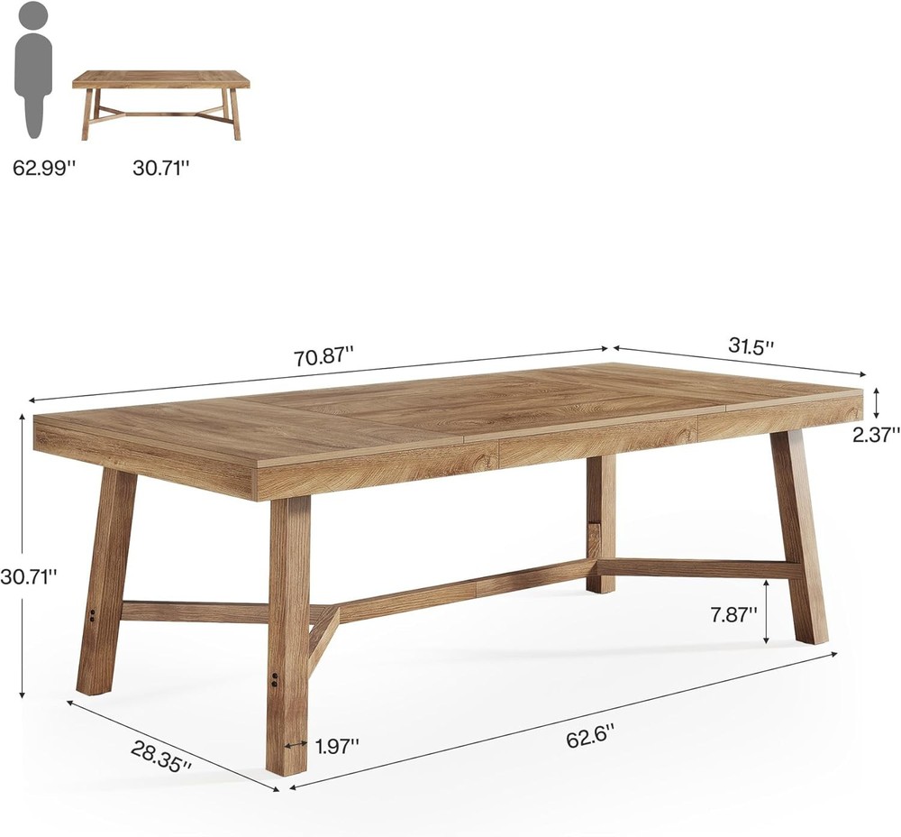 70.87'' Rectangular Executive Desk Farmhouse Office Computer Desk w/ Sturdy Leg