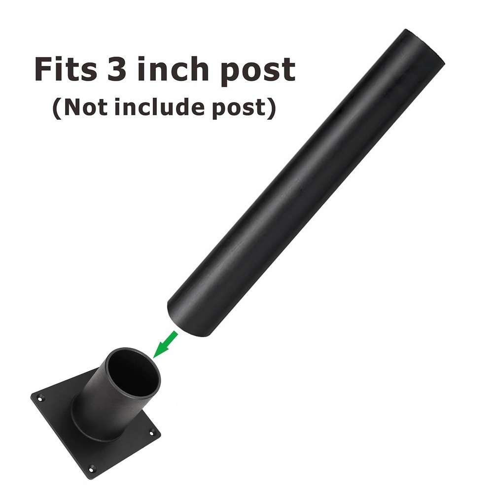 Heavy Duty Pier Mount Adapter for 3" Surface Mount Post Black Hardware Included