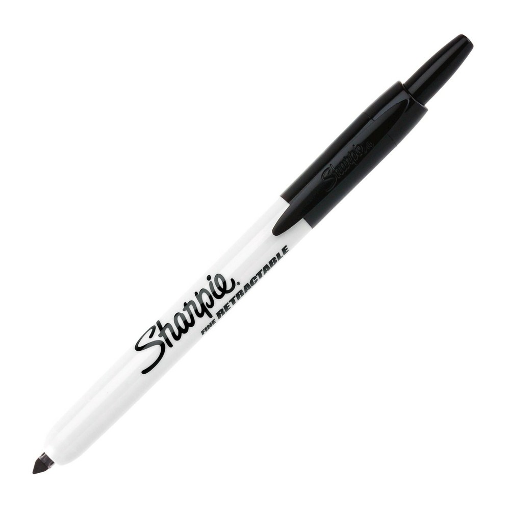 36701 Sharpie Retractable Permanent Marker, Black Ink, Fine Point, Pack of 4