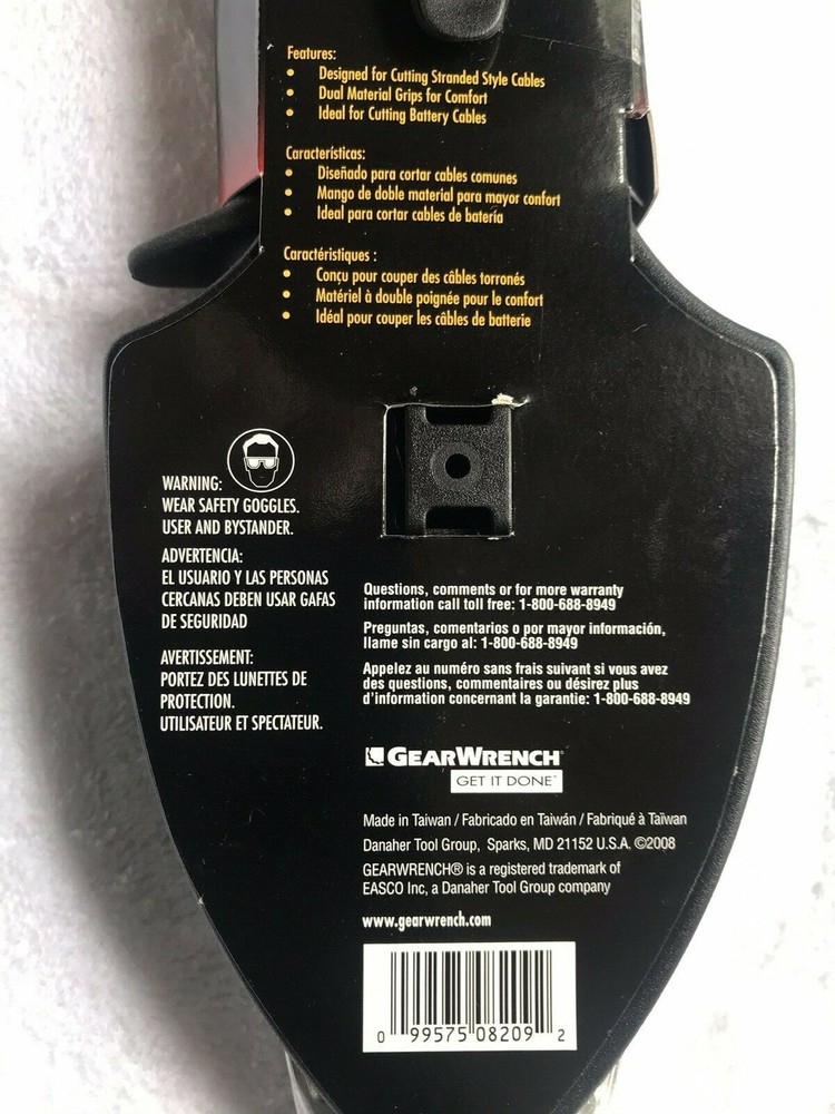 GEARWRENCH 10" CABLE CUTTER, 82009, BLACK/RED