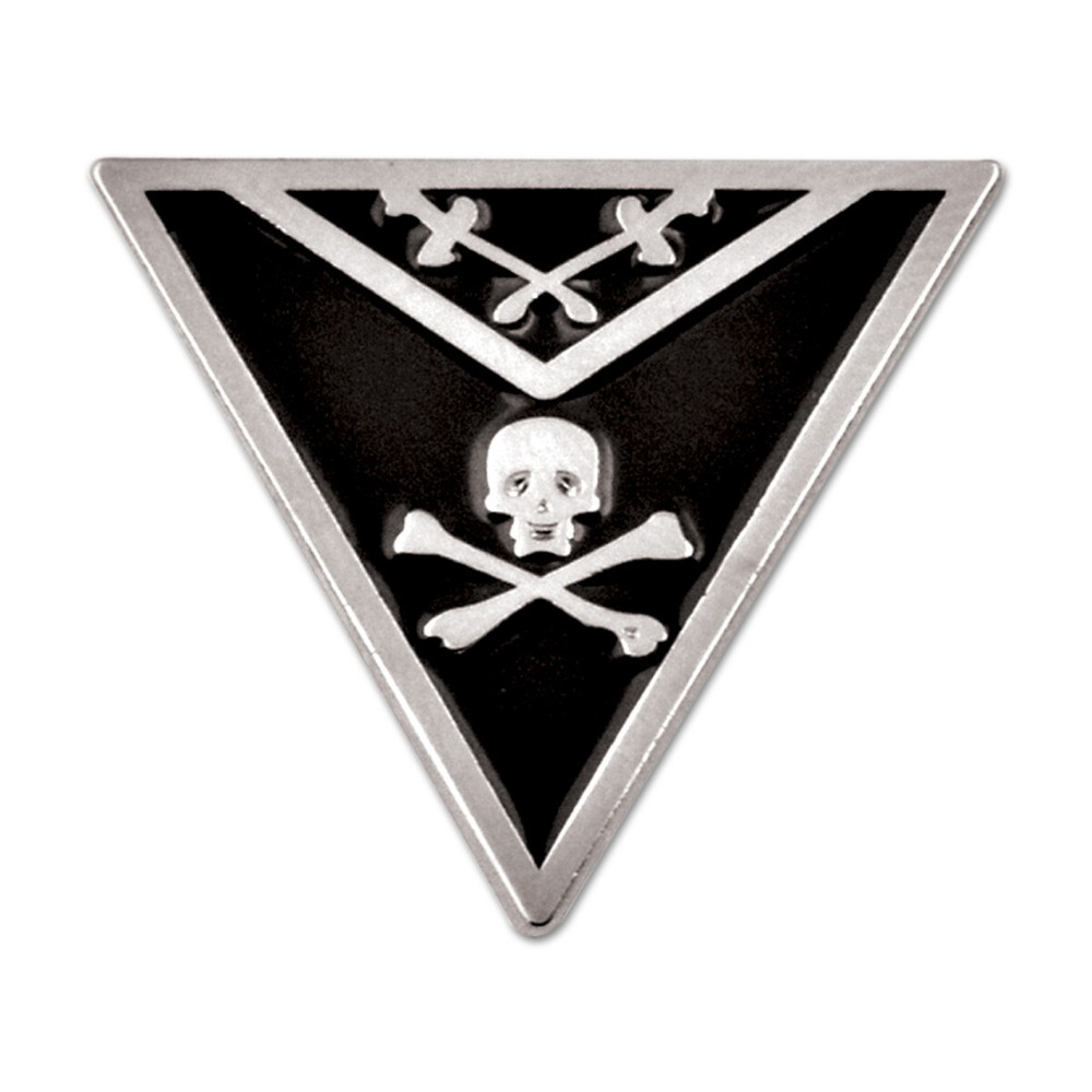 Knights Templar Apron Triangle Masonic Lapel Pin - [Black & Silver][7/8'' Tall]