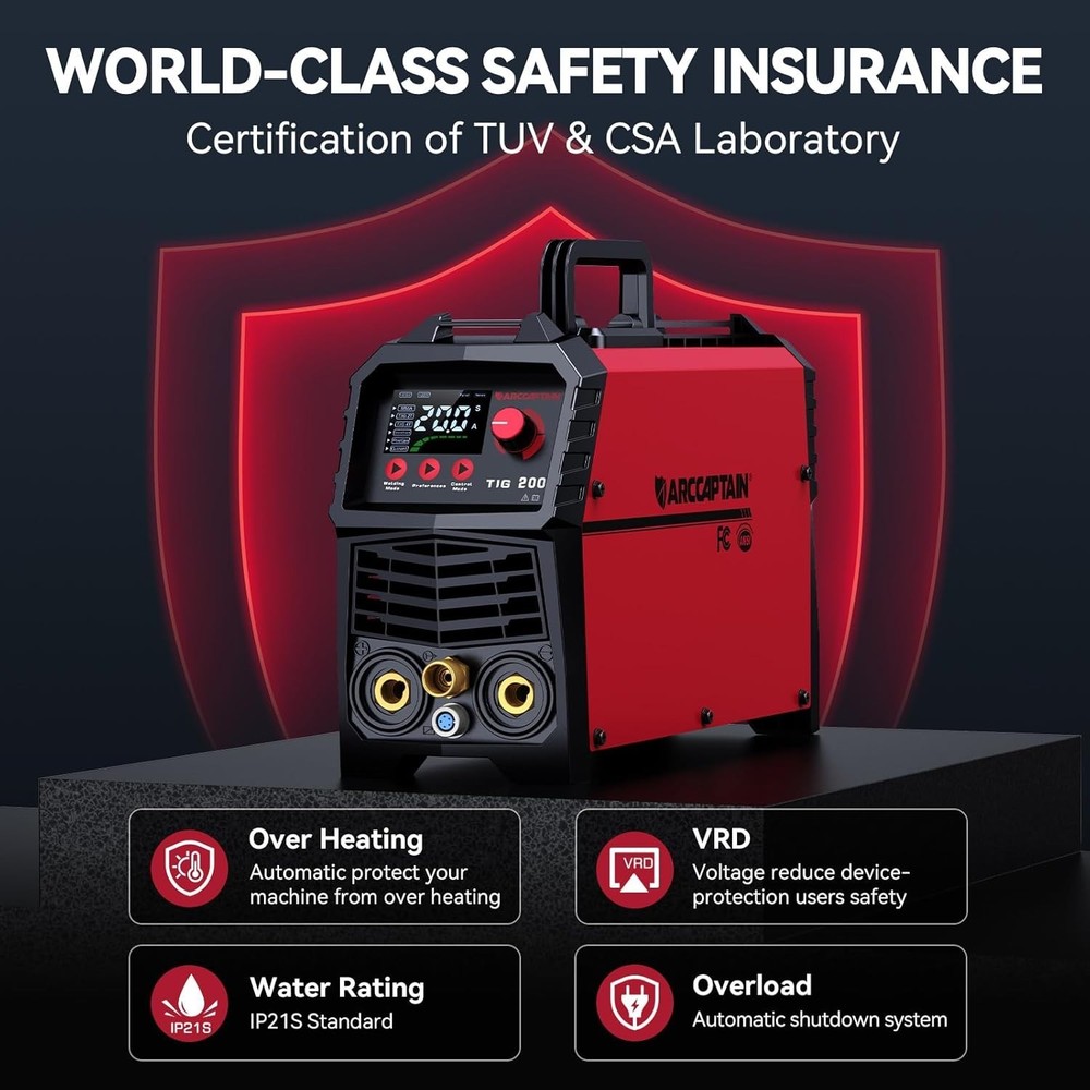 High-Frequency 200A TIG Welder with 2T/4T Function & Enhanced Safety Features