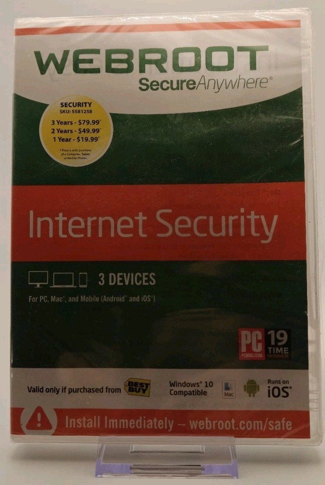 Webroot SecureAnywhere Internet Security 3 Devices NEW SEALED PC Mac Mobile