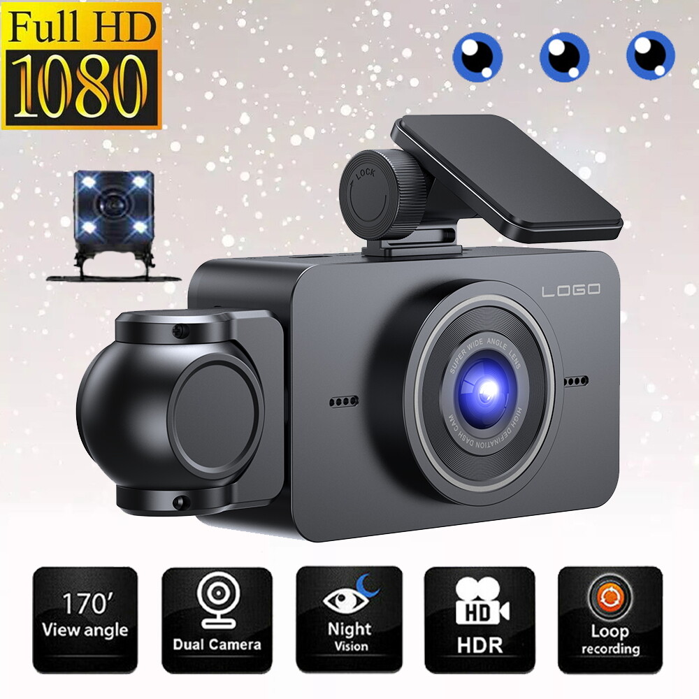 Car Dash Camera DVR 3 Channel WiFi Loop Recording Video Recorder Night Vision