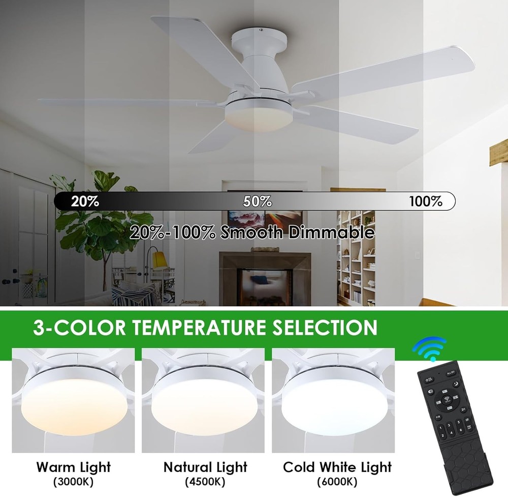 Sophisticated 56" Ceiling Fan with Dimmable LED Light and Stylish Remote Control