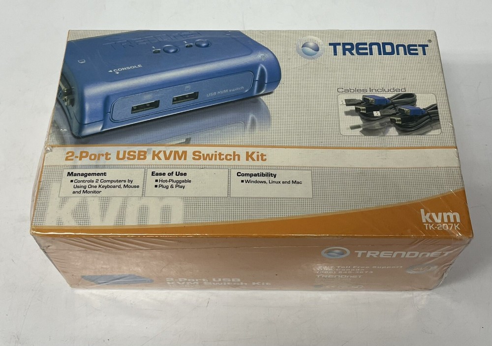 TRENDnet 2-Port USB KVM Switch Kit TK-207K