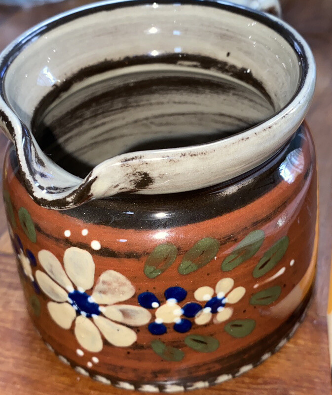 Studio Art Pottery Creamer/Small Pitcher, Signed, Some Embossing