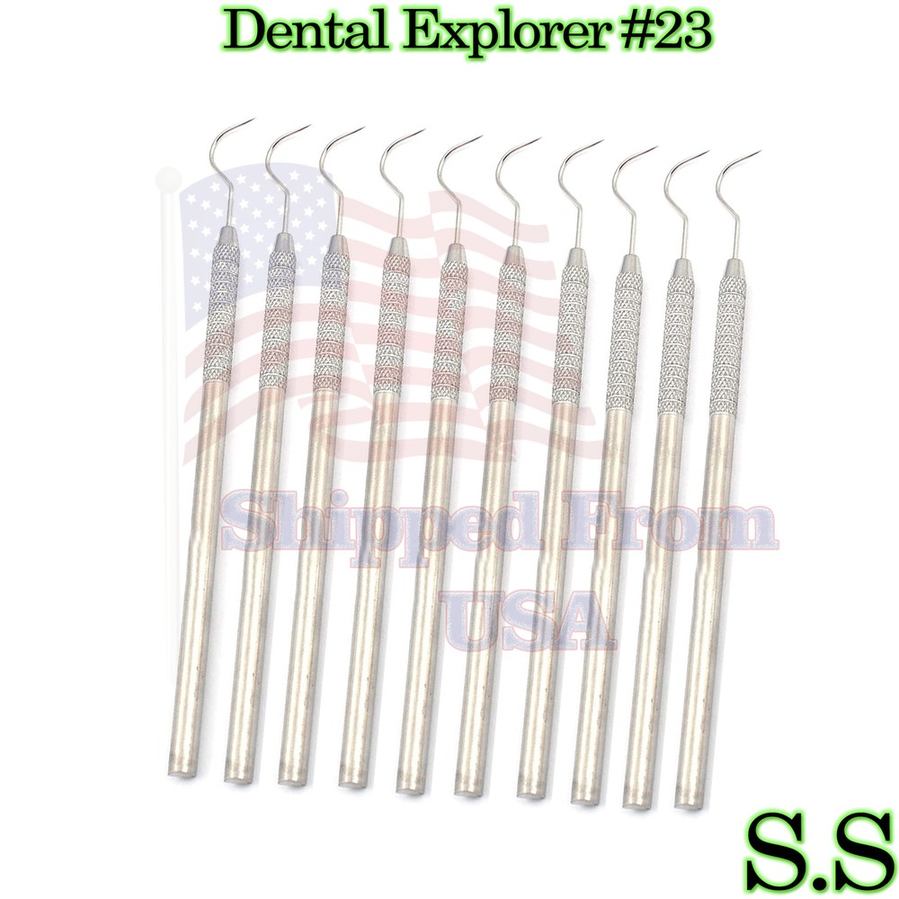 10 Pcs Single Ended Dental Explorer #23 Shepherds Hook Probe