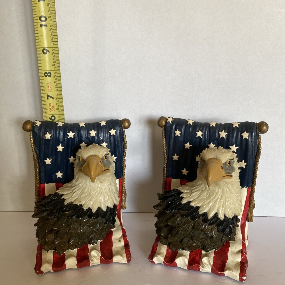 Vintage Avery 1998 American Flag Bald Eagle Book Ends 6"