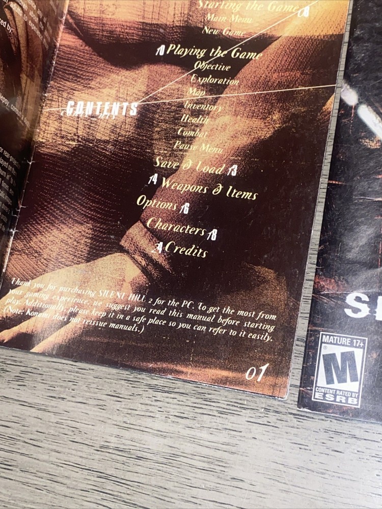 Silent Hill 2&3 Manuals Only PC Personal Computer Manuals