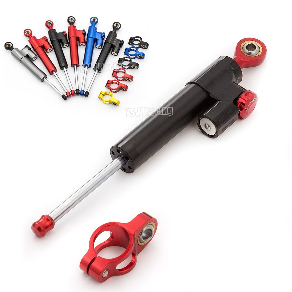 Motorcycle Universal CNC Adjustable Steering Damper Stabilizer Safety Black&Red