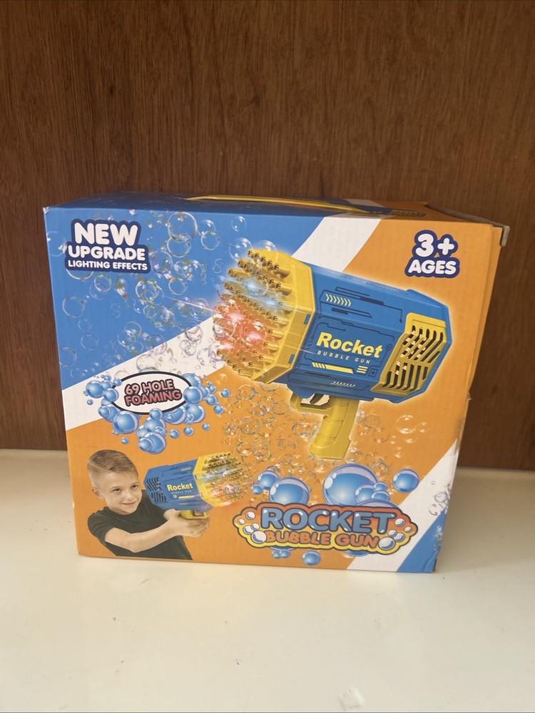 Rocket Bubble Gun 69 Hole Foaming w/Lighting Effects Bubble Machine