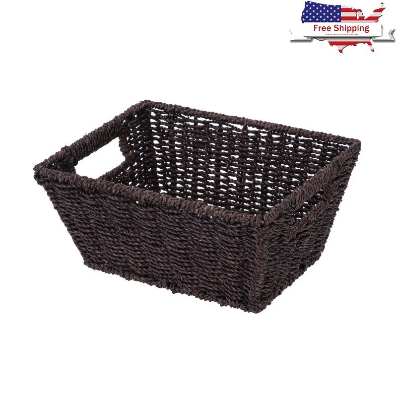 Handwoven Seagrass Decorative Basket Storage Organizer Rectangular Gift Box New