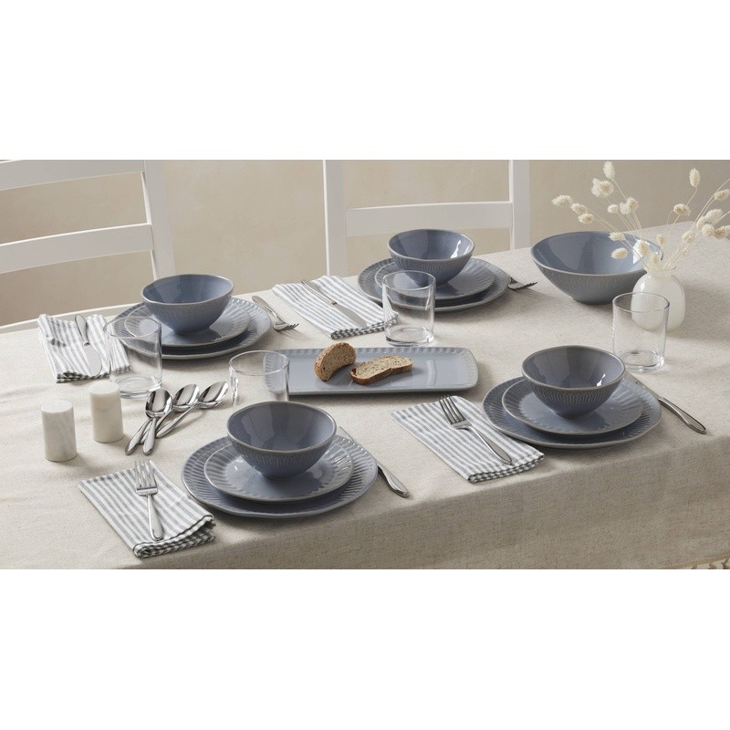 Artisanal Stripe Stoneware Serving Tray Microwave Dishwasher Safe Rectangular US