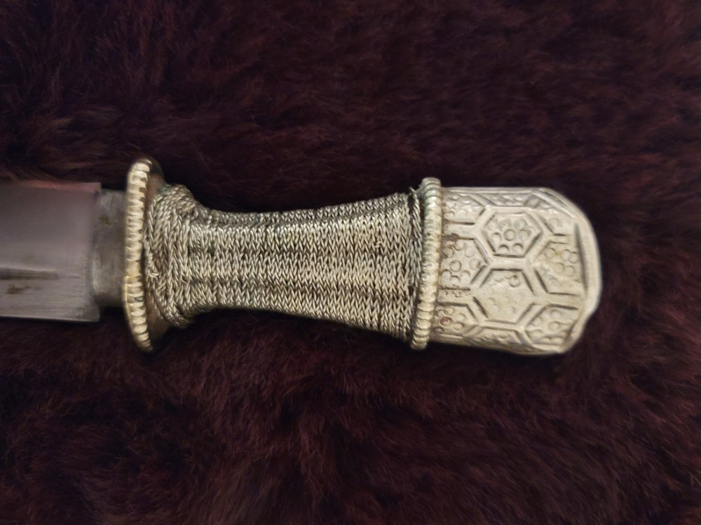 Antique Tibetan Silver Knife-Dagger with Silver Sheath
