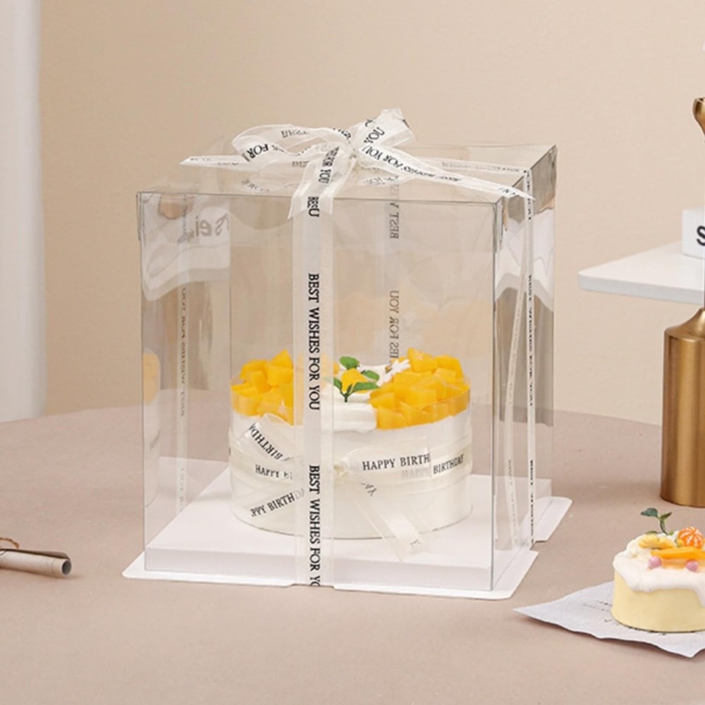 NROZIET 6 Pack Clear Cake Box, 2-Layer Transparent Cakes Box with