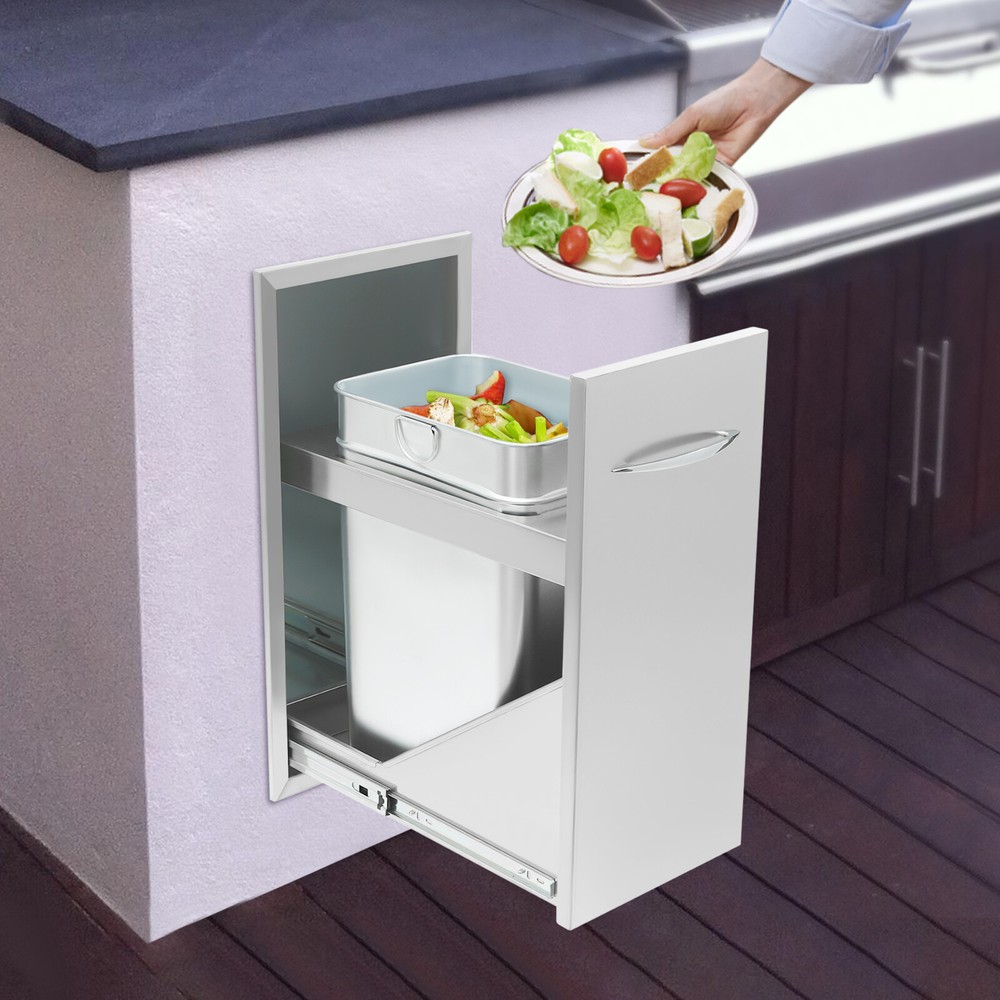 Stainless Steel Pull-Out Trash Drawer for Organized, Clean Spaces