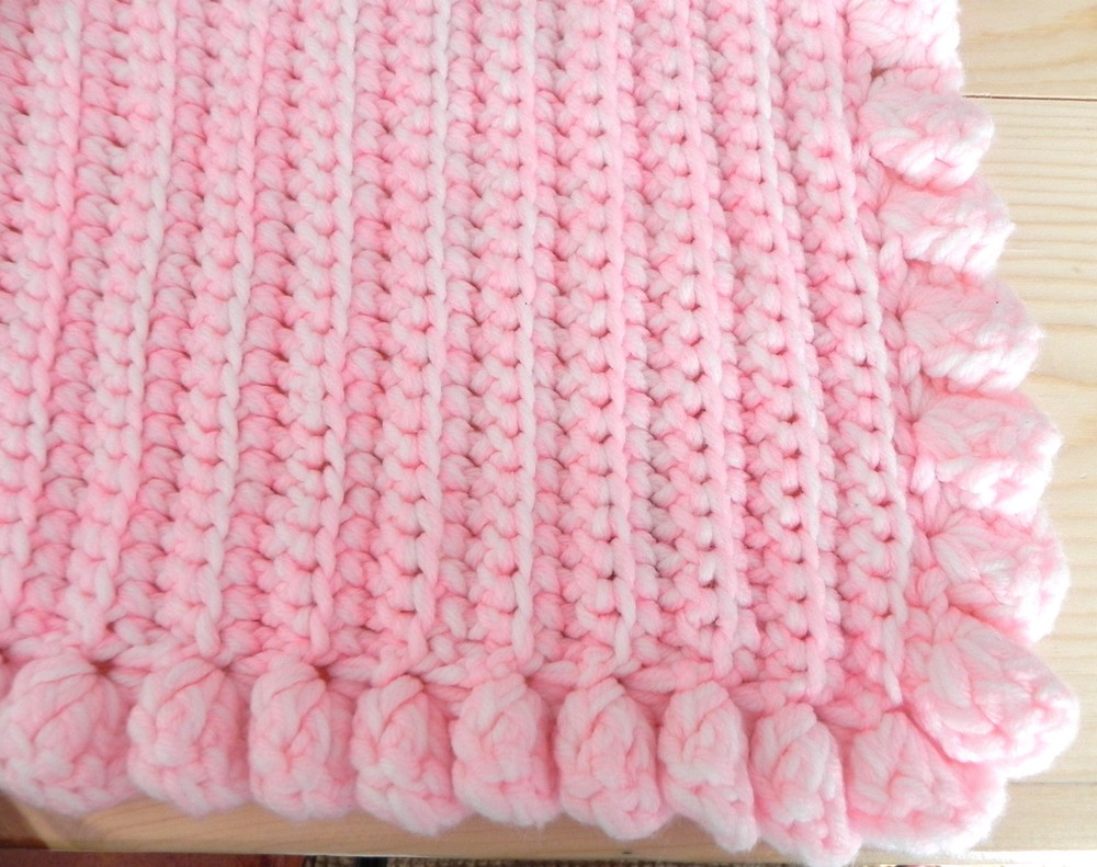 Hand Crocheted Afghan Light Pink Size 61"x 38"