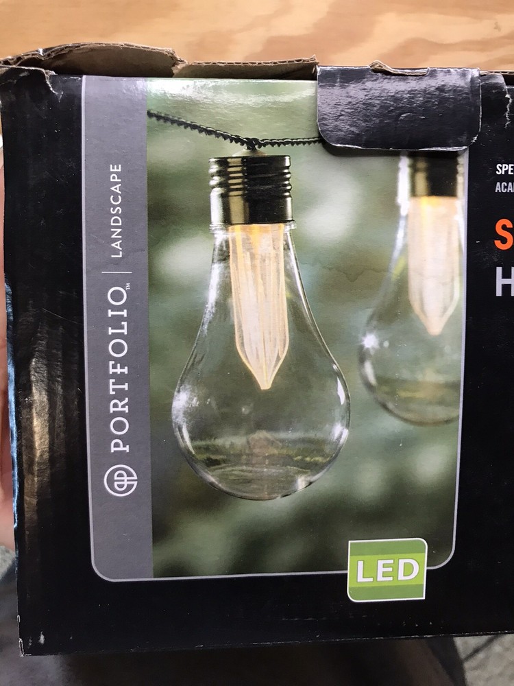 Portfolio 13.9-ft-light Yellow Plastic Shade Led Solar Bulb String Lights