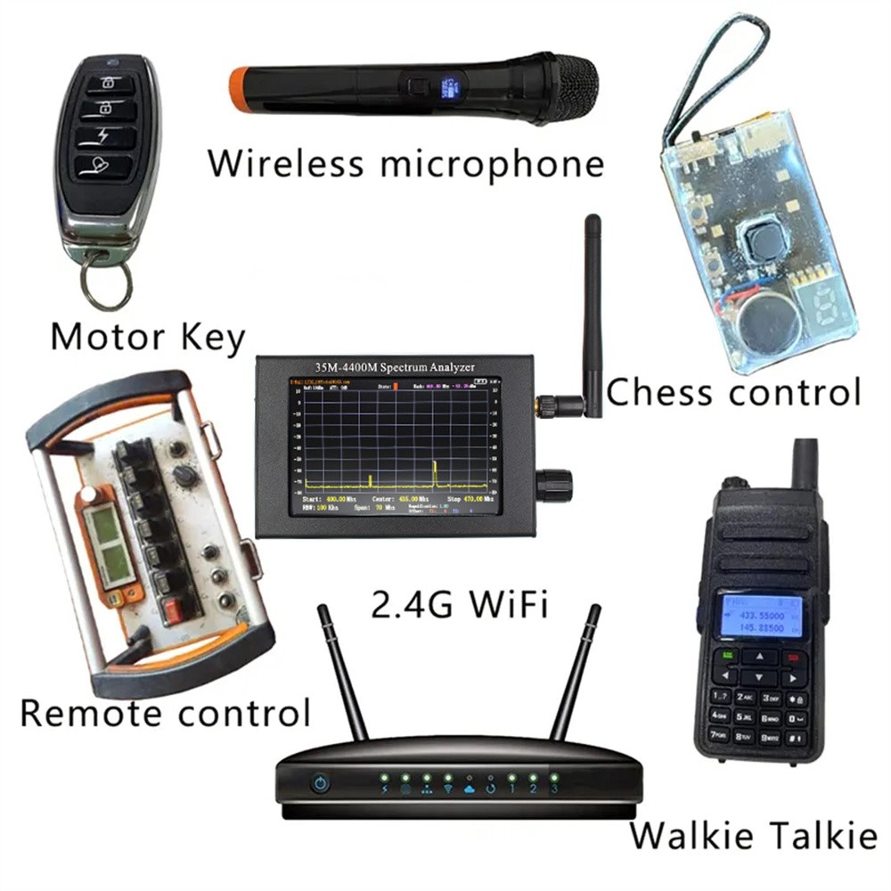 35M-4400MHz Spectrum Analyzer 4.3Inch LCD Screen Professional Handheld Simple