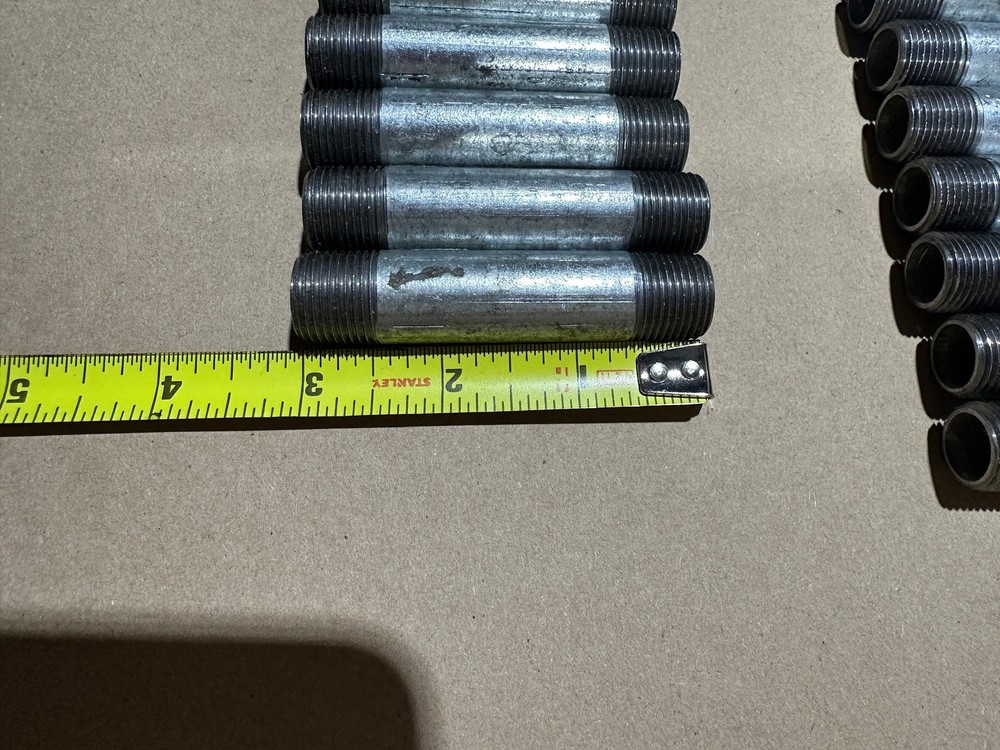 66x Pack Pipe Nipple Assorted Galvanized Steel 3/8" Dual Thread Multiple Sizes