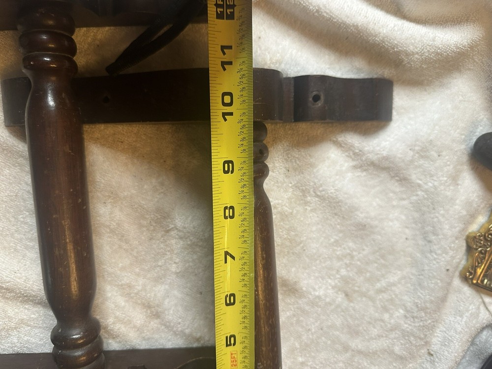 Pair Victorian Walnut Spindle Pull Bracket Handles Decoration Salvage 11”