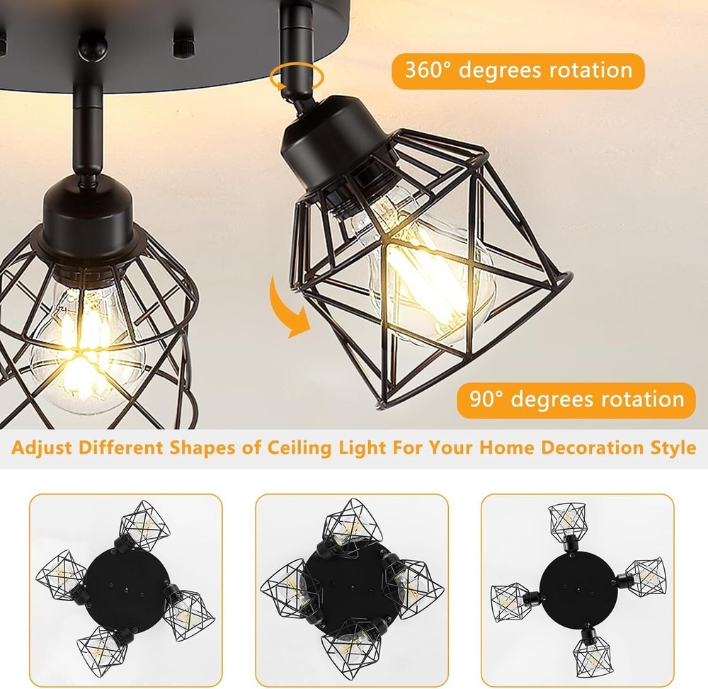 4-Light Kitchen Light Fixtures Ceiling Mount, Adjustable Multi-Directional...