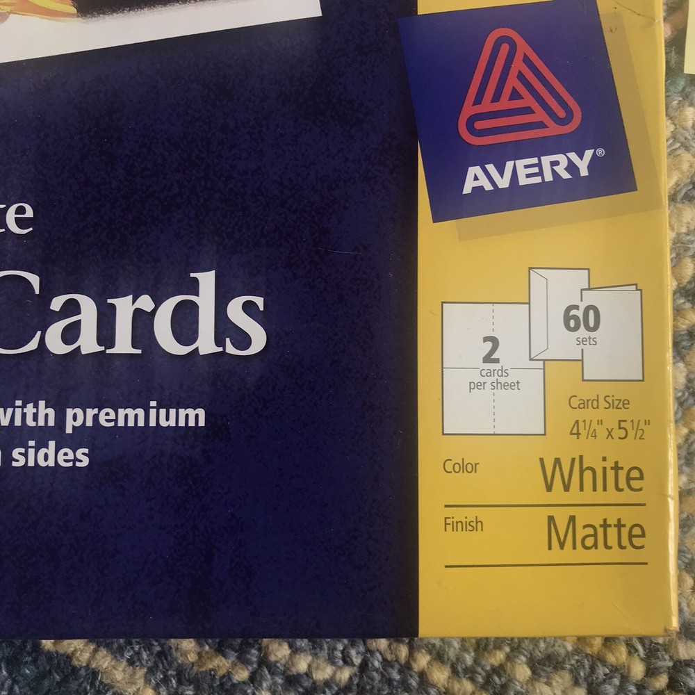 Avery Note Cards 8315 4.25x5.5" Matte White 60/Pack W/ Envelopes Open Box