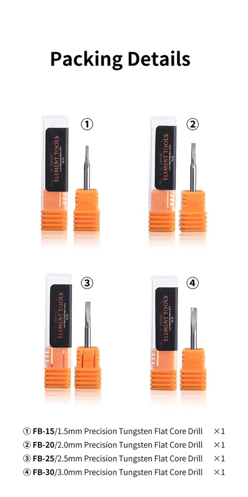 DSPIAE: Precision Tungsten Flat Core Drill Bits | 1.5mm - 3mm