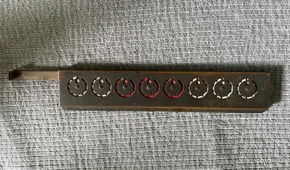 Addometer Adding Machine Brass Dial Calculator Reliable Typewriter Co. Ruler VTG