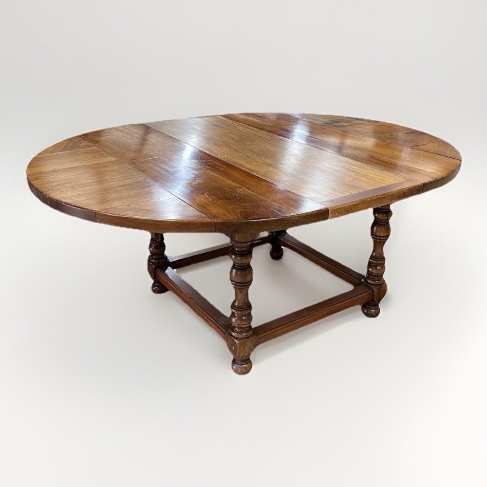 French Farmhouse Rustic Plank Top Maple 52.5" Round Table w/ 1 leaf