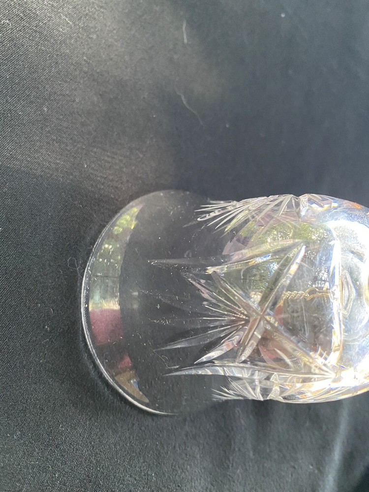 CRYSTAL GLASS BELL WITH CHRISTMAS TYPE ETCHING 7-1/2” TALL