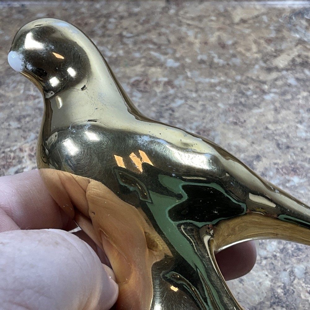 Vintage Ceramic Small Bird Figurine - Gold Nice