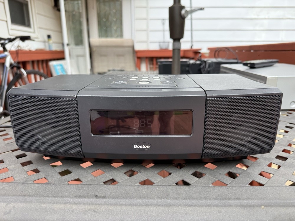 Boston MicroSystem CD AM FM Clock Alarm Working CD Player Tested No Remote