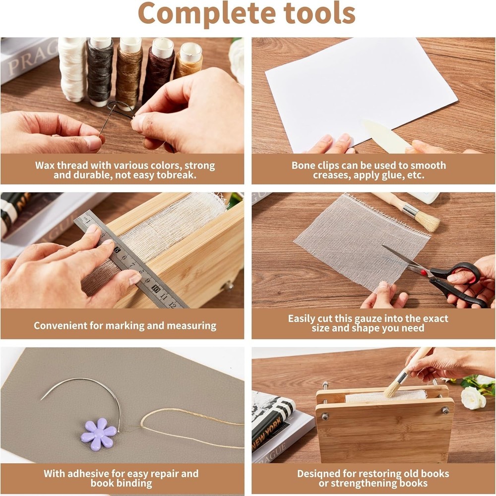 50 Pcs Book Binding Kits for Beginners - Complete DIY Kit with Tools & Instru...