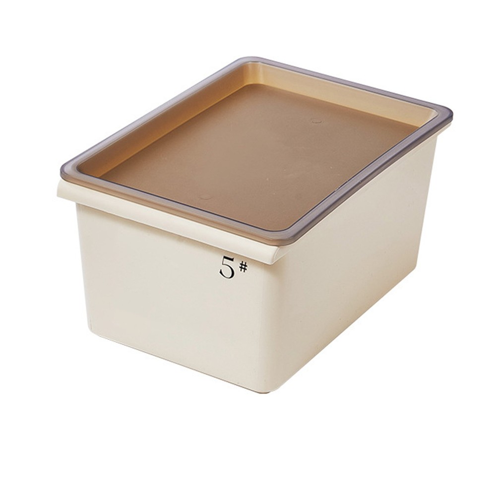 Storage Bin Plastic Box with Lid Stackable Cream Style Ample Capacity Grooved Bo