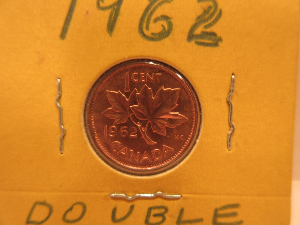 Error 1962 Canada Double Date One Cent Canadian Currency