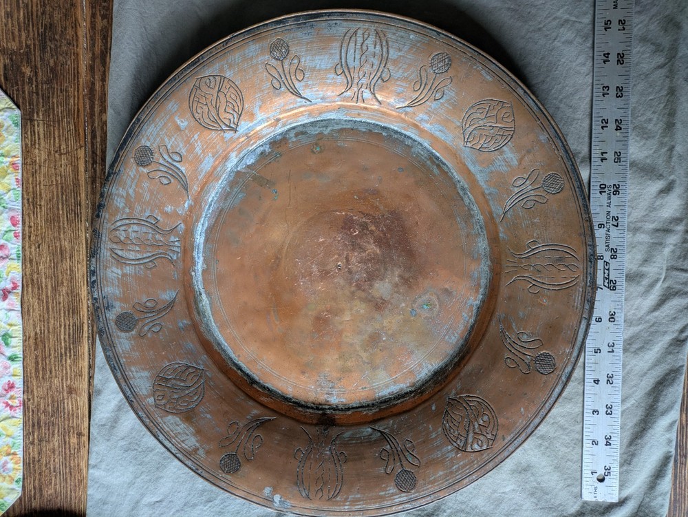 Three Vintage/Antique Hammered Copper Plates