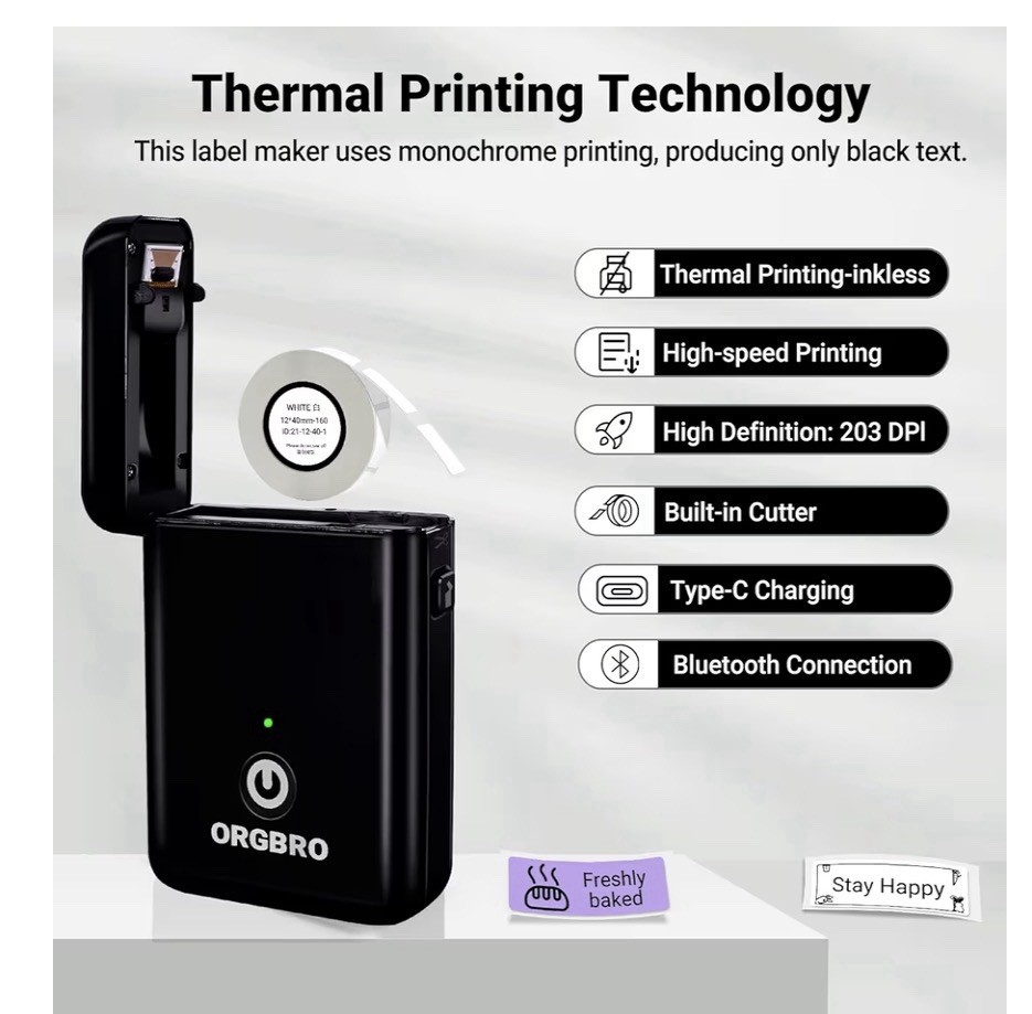 ORGBRO X1 Portable Bluetooth Label Maker Wireless Thermal Printer