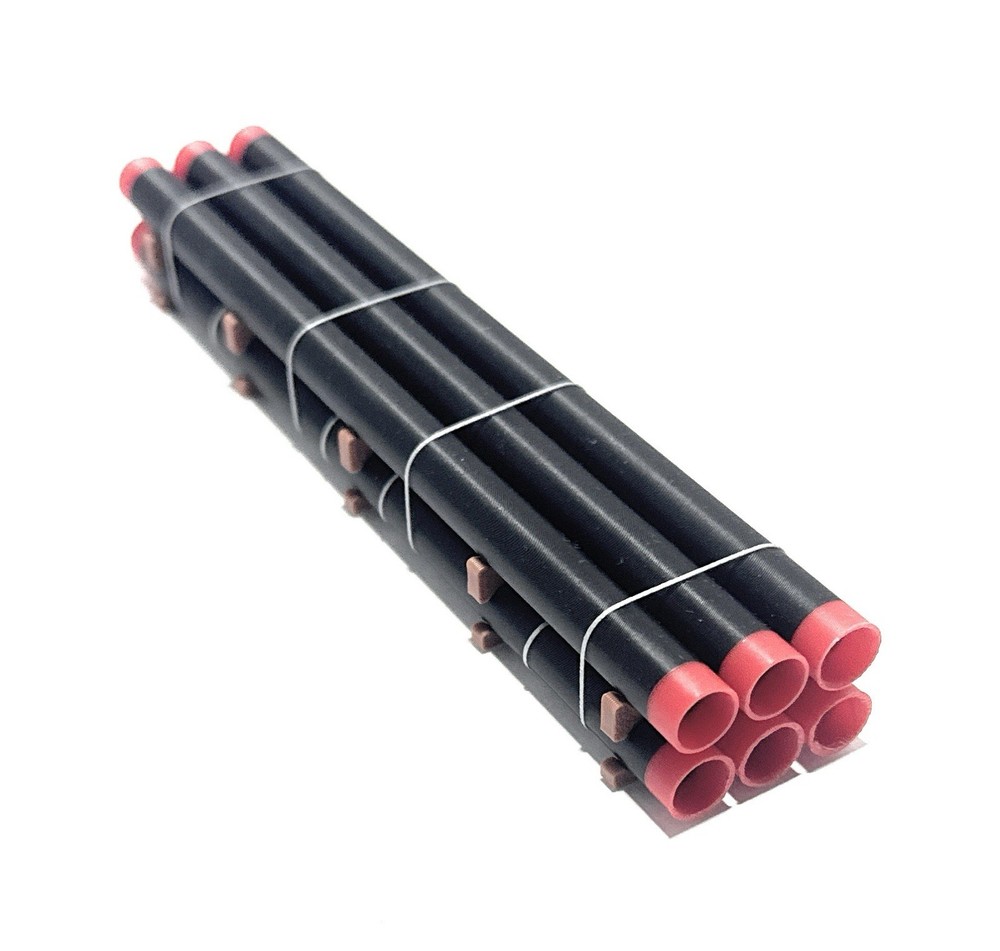 1:87 HO Scale 50ft Blk/Red tipped Short stack Pipe-Flatcar/ Gondola Freight Load