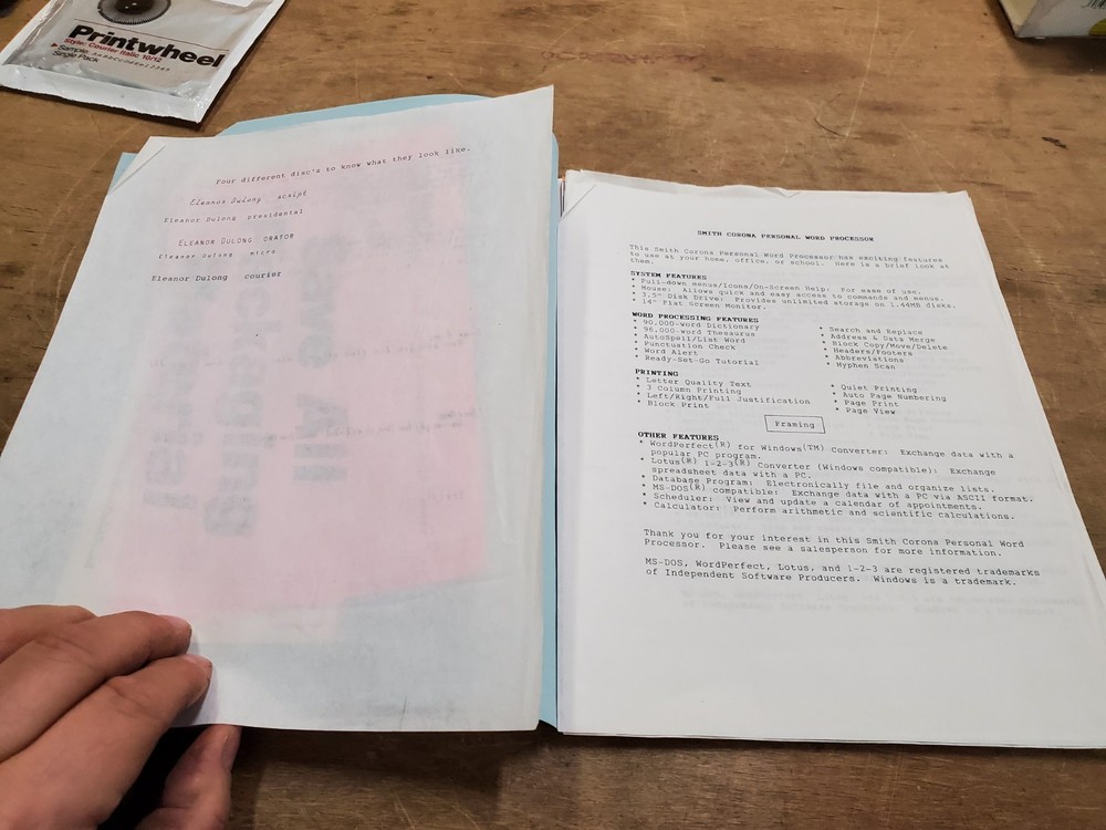 Smith Corona PWP 5450 PWP 5500 Electronic Typewriter Owners Reference Manuals