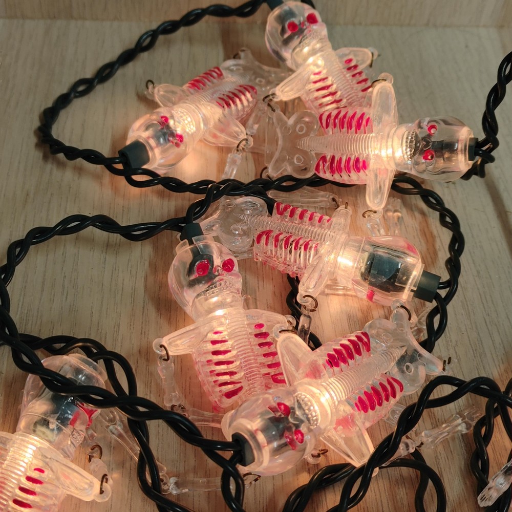 Articulated Skeleton Halloween Light String Clear 10 Lights Indoor