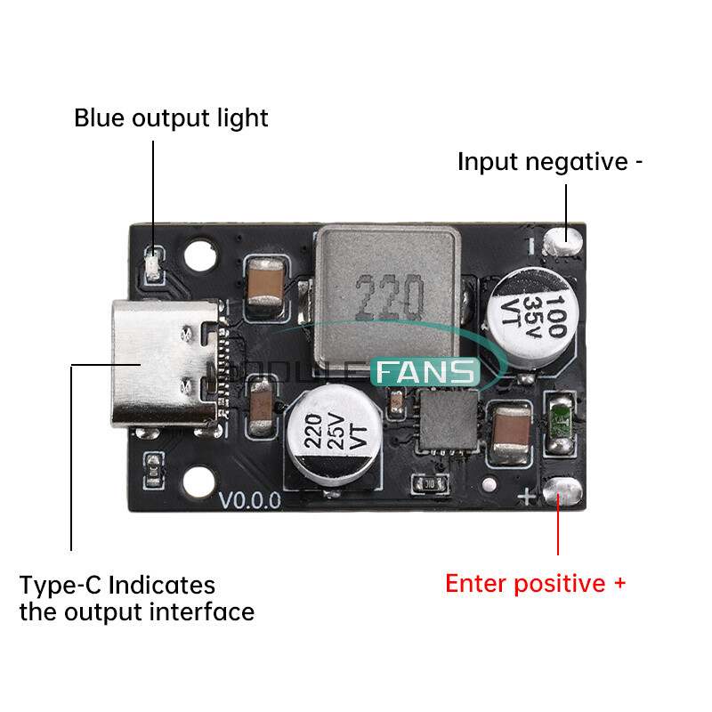 Type-C DC8~30V PD65W Fast Charging Module Step-Down Support PD3.1 QC3.0 SCP
