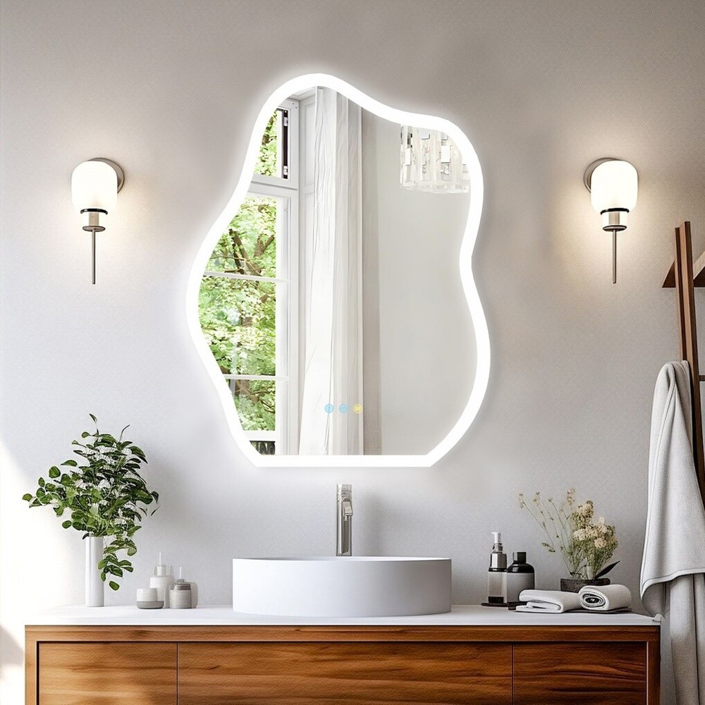 LUVODI Cloud Shape LED Bathroom Mirror Irregular Dimmable Wall Vanity Mirrors HD