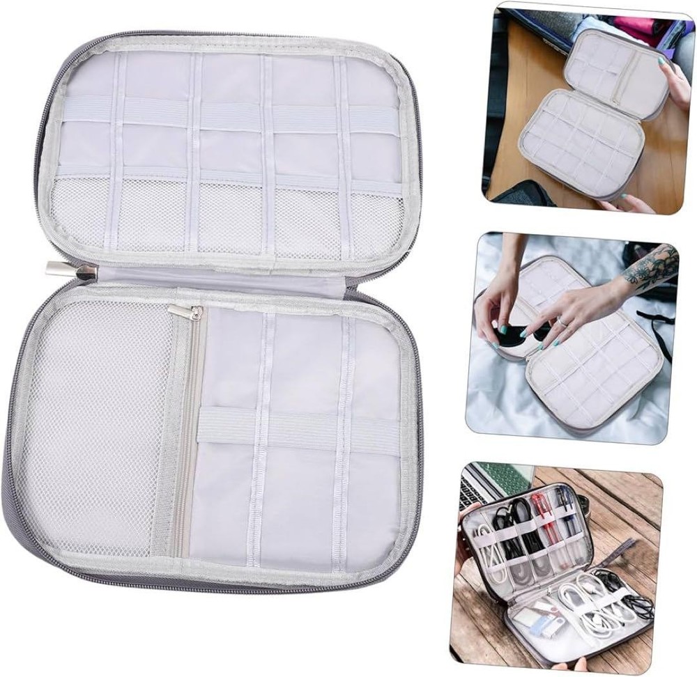Gadget Pouch PC Peripherals Charger Cable Storage Pouch Organizer Gray